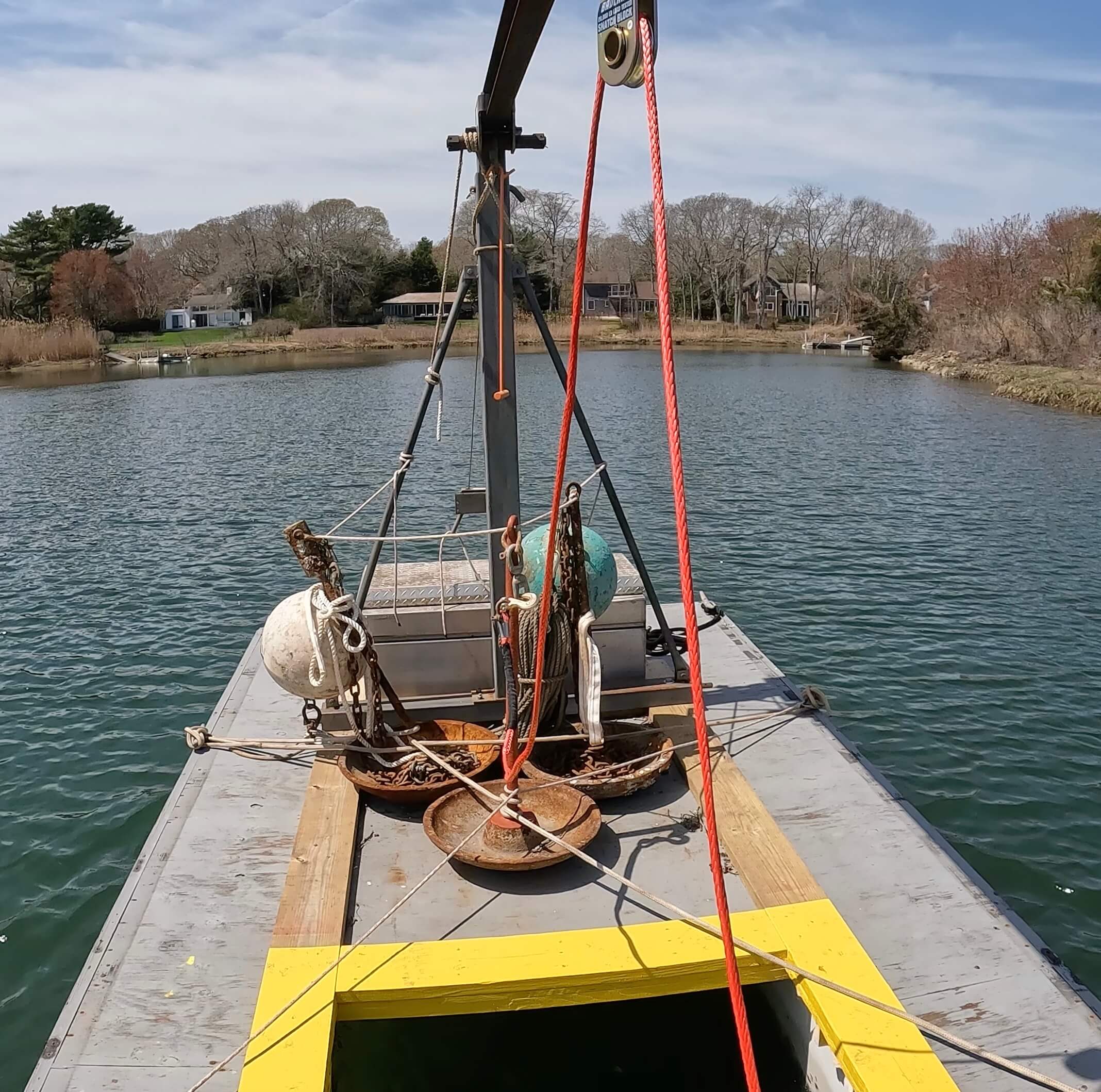 Mooring installation in Accabonac Harbor